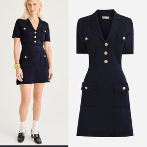 J crew Navy Button-Front Dress